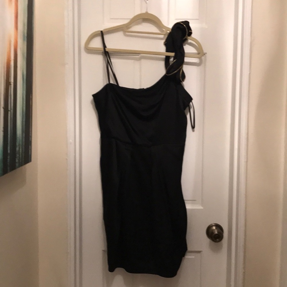 BCBGMAXAZRIA- Black one shoulder Dress